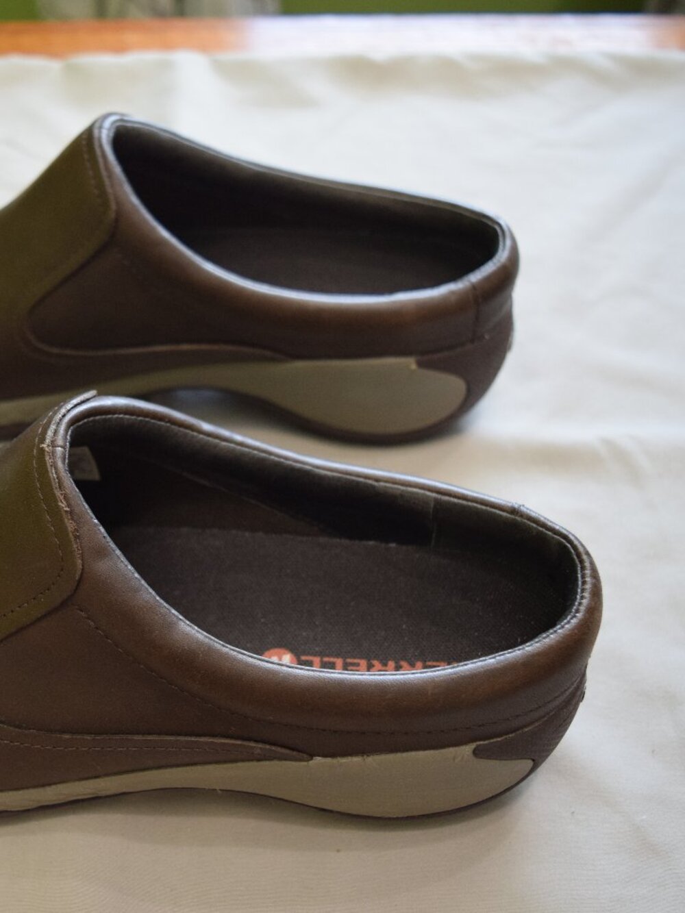 Merrell Encore Q2 Espresso Brown Leather Clogs Mules Comfort Slip On Size 8 - Picture 5 of 8